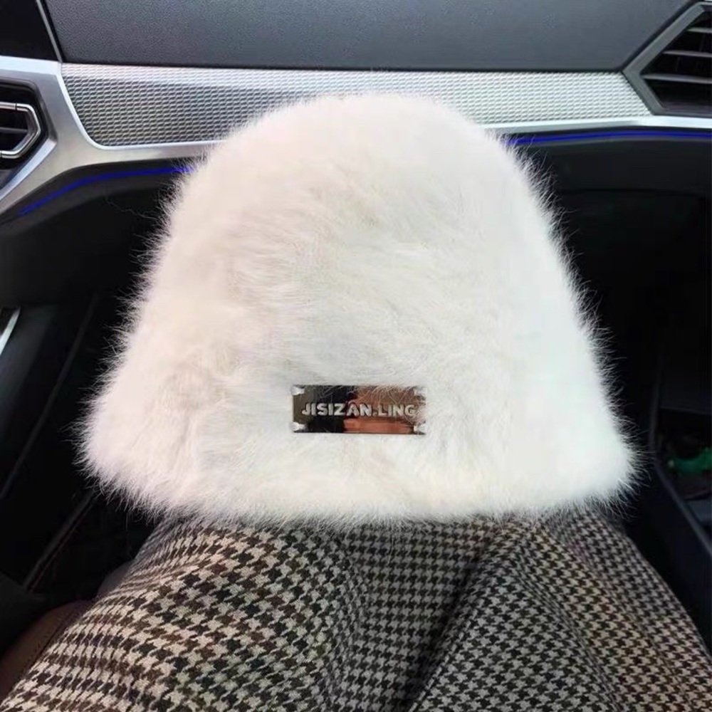 White Faux Fur Bucket Hat - Women's Accessory
